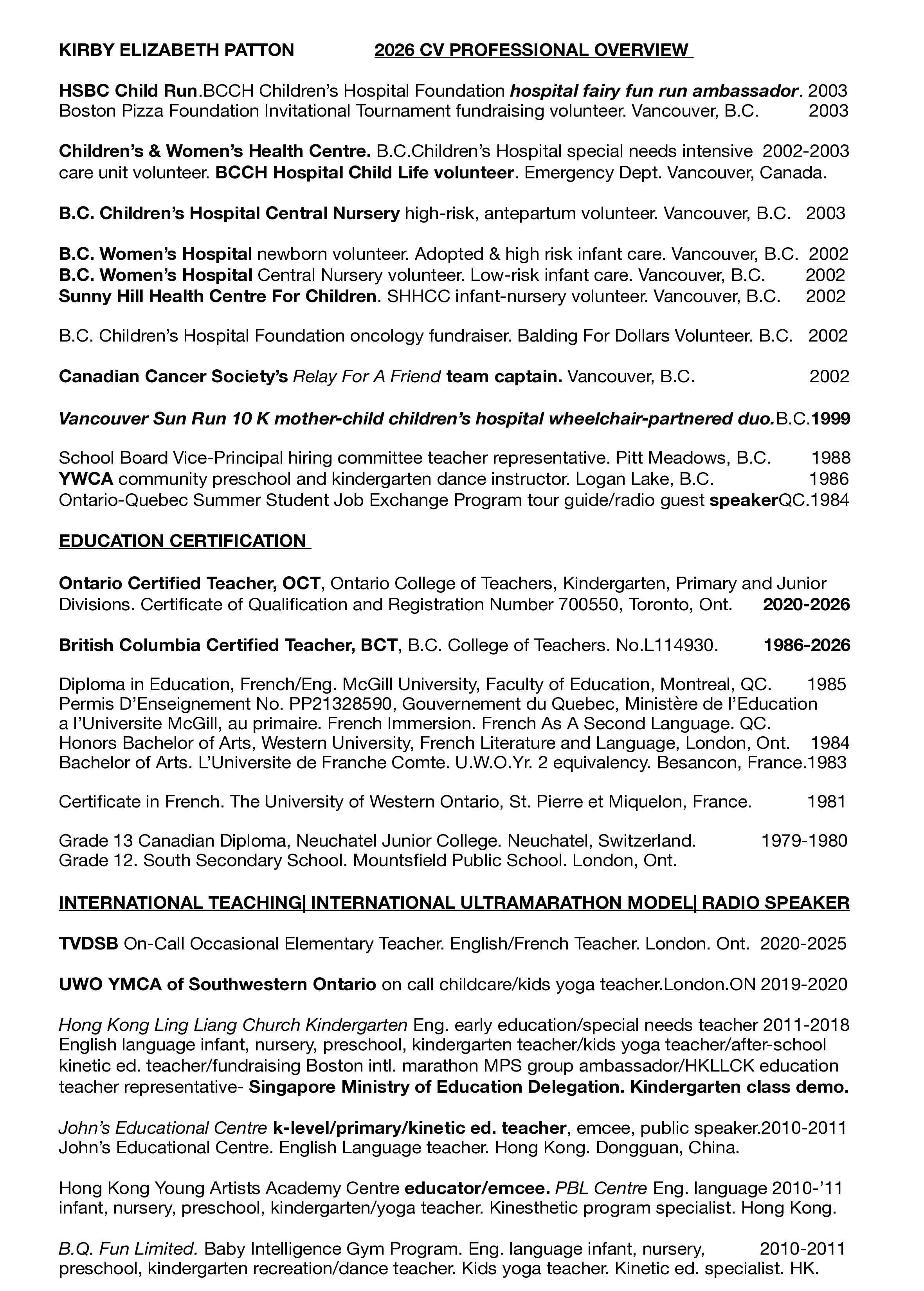2026 CV Overview Page 2